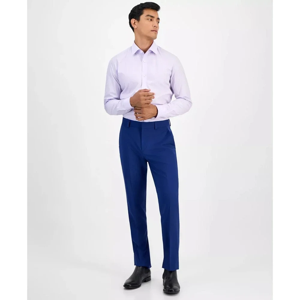 Hugo By Hugo Boss Mens 2-pc Suit Blazer Jacket 44L Blue Wool Pants 40W 33L
